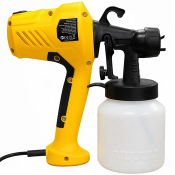 Электрический универсальный краскораспылитель Electric Paint Sprayer с курковым механизмом (механический), 1-1,5 атм, 220В, 500 Вт, 800мл, 26,5x27,5см, Жёлтый