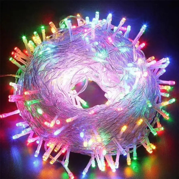 Електрична гірлянда прозора 10м, 200LED, від мережі, Різнокольорова