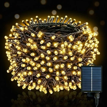 Гірлянда на сонячній батареї, 100м, 1000LED, Теплий білий