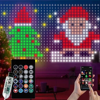 Светодиодная гирлянда Штора на окно 3х2м 400LED Многоцветная RGB с Bluetooth управлением и пультом ДУ для праздничного декора интерьера