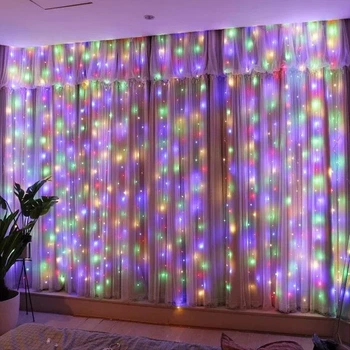 Светодиодная гирлянда Штора от сети, 3х2м, 200LED, Разноцветный