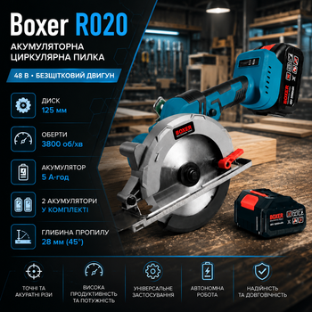 Аккумуляторная циркулярная пила Boxer R020 ручная дисковая пила 48 В 5 А ч бесщеточная с двумя аккумуляторами 125 мм для дерева