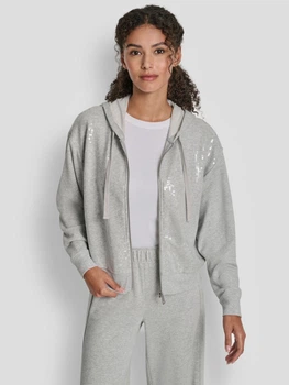 Толстовка на молнии с капюшоном женская Donna Karan NY (DKNY) 112658725 XL Серая (1160867298)
