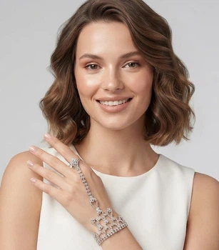 Слейв-браслет зі стразами Honey Fashion Accessories сріблястий (12-55/4)