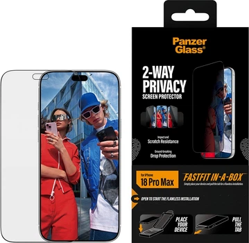 Захисне скло Panzer Glass 2-Way Privacy Ultra-Wide Fit w. FASTFIT IN-A-BOX Apple iPhone 18 Pro Max Black (PG14695)