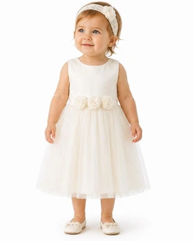 Нарядное платье для девочки Бетис «Эмилия» с пышной фатиновой юбкой и повязкой, рост 86 см молочный