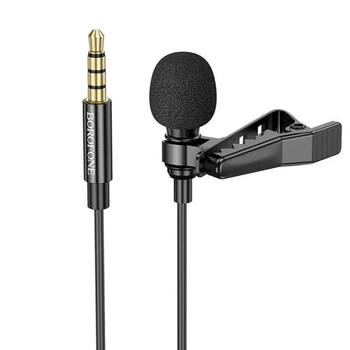 Микрофон петличный Borofone BFK11 3,5 мм 2 м черный