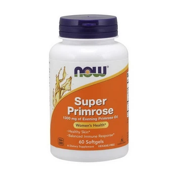 Масло примули вечірньої NOW Super Primrose 1300 мг для шкіри та імунітету 60 капсул