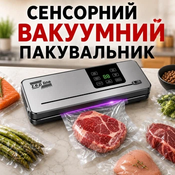 Вакууматор для продуктов Zepline ZP-00356 200 Вт Вакуумный упаковщик с сенсорным LED-дисплеем и резаком