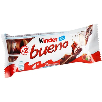 Набір Шоколадно-вафельні батончики Kinder Bueno Milk Haselnuss Кіндер молочний шоколад з горіховим кремом 2шт 39г