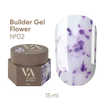 Гель с сухоцветами VALERI Builder Gel Flower 02, светло-фиолетовый, 15 мл