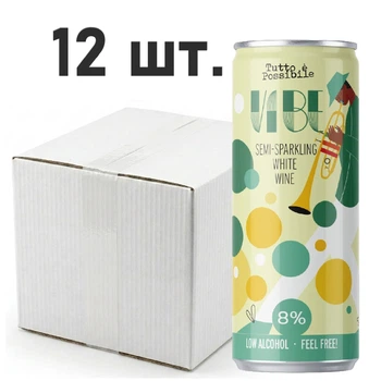 Игристое вино Tutto e Possibile Vibe frizante, белое сухое, 0,2 л, 8%, по 12 шт.