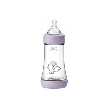 Пластиковая бутылочка Chicco Perfect 5, средний поток, 2м+, 240 мл, розовая 20223.12.40