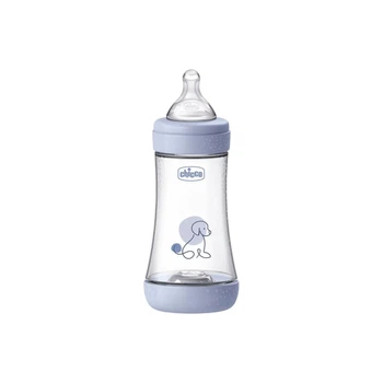 Пластиковая бутылочка Chicco Perfect 5, средний поток, 2м+, 240 мл, голубая 20223.22.40