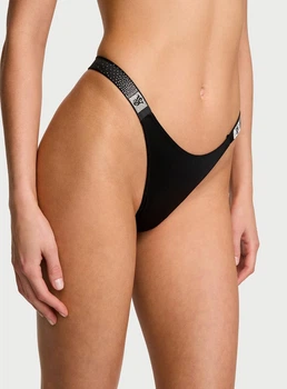 Трусы Со Стразами Victoria’s Secret Scattered Shine Strap Smooth Thong Panty S Черные