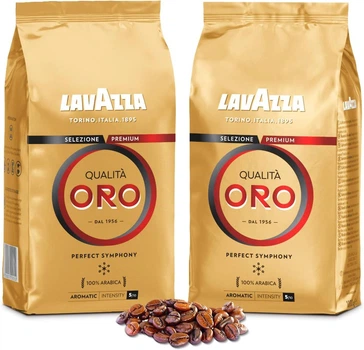 Упаковка кава в зернах Lavazza Qualita Oro 2000 г(2 пач.* 1000г.)