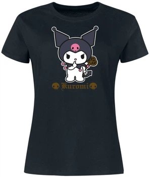 Жіноча чорна футболка «Hello Kitty and Friends - Kuromi» L чорний (I000097)