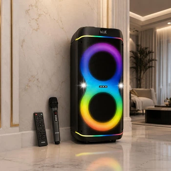 Портативна Bluetooth колонка ZXX 80 Вт 2×8" для караоке з мікрофоном TWS FM USB TF акумулятор Чорна (58O8)