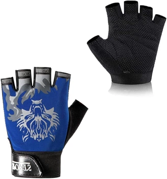 Перчатки велосипедные Sporty беспалые спортивные Wolf Blue