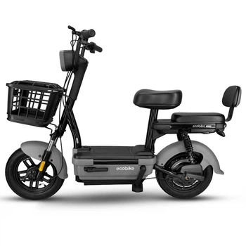 Электровелосипед EVOBIKE Nova AGM (48V/12Ah) 500W графитовый, с пассажирским сиденьем, корзиной и дисплеем, серого цвета