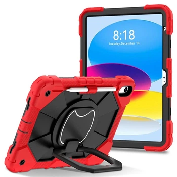 Протиударний захисний чохол ARM Cover для Apple iPad 11 (А16) 2025 з поворотною підставкою 360°, ремінцем та тримачем для Apple Pencil Red/Black