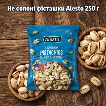 Фисташки Alesto Californian Roasted & Unsalted 250 г несоленые Калифорнийские фисташки без соли Алесто 250г жареные орехи