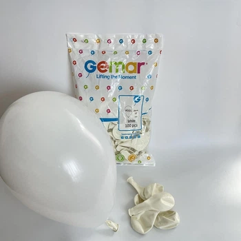 Воздушные Шарики 10" WHITE Упаковка 100 шт GEMAR