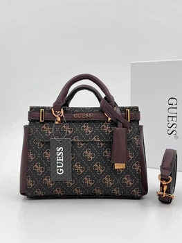 Женская сумка Guess 088 с двумя ручками темно-коричневая