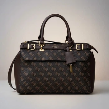 Женская сумка 089 Guess с двумя ручками темно-коричневая