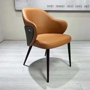 Обеденный стул в современном стиле DSF-246 Brown с подлокотниками из искусственной кожи (JDT-0850611)