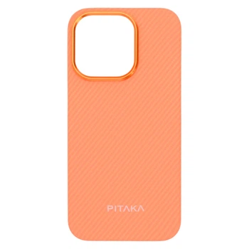 Чехол (накладка) Apple iPhone 15, Pitaka Ultra Slim, MagSafe, Twill Orange, Рисунок - 749557