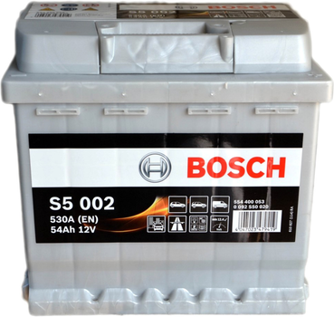 Автомобильный аккумулятор Bosch 6СТ-54 (S5002) 54 Ач (-/+) Euro 530 А (0 092 S50 020)