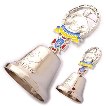 Дзвіночок металевий Козак світле срібло 9*4.5 см Supermagnit GP-UK-B-515