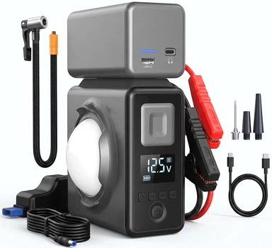 Пускозарядное устройство Inspire 12В 37 Вт/год (10000 мАг) компрессор + USB зарядка + LED фонарик + сумка (GL908)