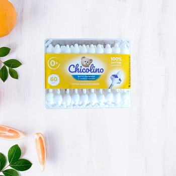 Дитячі ватяні палички Chicolino з обмежувачем 60шт