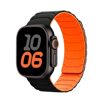 Ремешок HOCO WA39 iWatch Flexible series magnetic silicone strap (38/40/41/42mm) black-orange