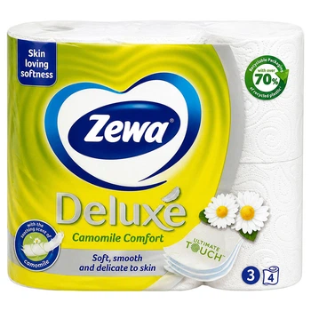 Набір паперу туалетного Zewa Deluxe "Ромашка", тришаровий, 4 рул./уп. - 748687