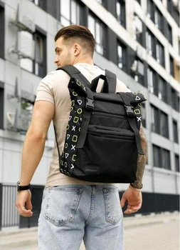 Мужской рюкзак-ролл Sambag RollTop LTT черно-оранжевый Oxford городской многофункциональный рюкзак 51941