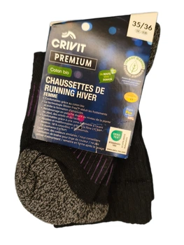 Зимові трекінгові бігові шкарпетки Chaussettes de Running Hiver CRIVIT Premium 35-36р