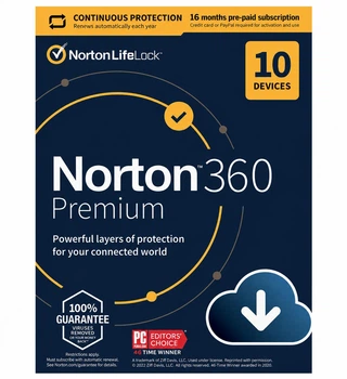 Антивірус Norton 360 Premium 75 GB на 16 місяців для 10 пристроїв (Ліцензійний ключ)