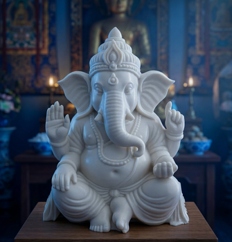 Статуэтка Ганеша Пластик 3D печать Белый слоновая кость 100 мм