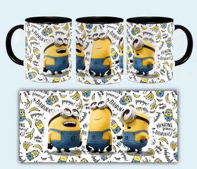 Чашка Minions «Миньоны» с героями мультфильма 330 мл Чёрная