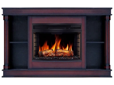 ТВ тумба с камином ArtiFlame Brittany AF25 коньяк 3D эффект живого пламени и тления поленьев со звуком и обогревом
