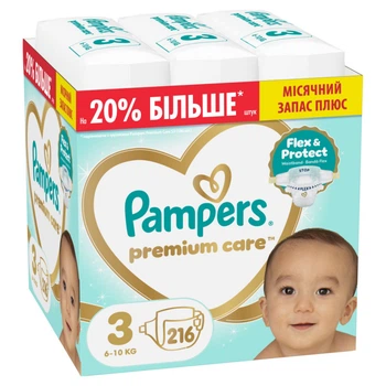 Подгузники Pampers Premium Care Розмір 3 (6-10 кг) 216 шт (8006530223539)