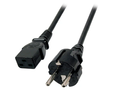 Кабель живлення пристроїв Lucom IEC(Schuko)-(C19) M/F 1.8m 180°/180° 3x1.5mm D=9.0mm Cu чорний(84.00.7221)