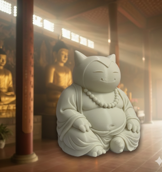 Статуэтка покемон Снорлакс в стиле Будды пластик 3D печать Цвет слоновая кость 80 мм