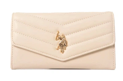 Бежевий жіночий гаманець U.S. POLO ASSN. LARGE QUILTED FLAP