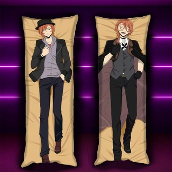 Дакимакура 150х50 см Чуя Накахара Великий из бродячих псов Bungou Stray Dogs Chuuya Подушка с двусторонней наволочкой