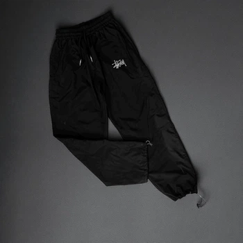 Чоловічі Спортивні Штани Брендові Чорні Однотонні Плащівка S (370376)