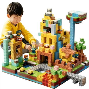 Конструктор магнитный Bluqi Minecraft на 200 деталей для детей 3-10 лет